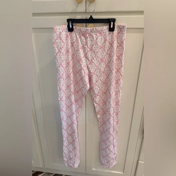 LoveShackFancy Roller Rabbit Pink Heart & Bow-Print Pajama Pants! Like new!large - Picture 4 of 5